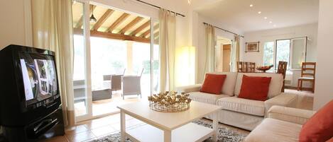 Televisio, DVD-soitin, pöytätennispöytä