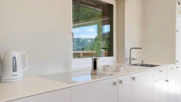 Jääkaappi, mikroaaltouuni, liesi, astianpesukone