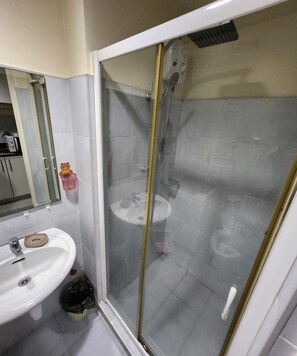 Regadera, secadora de cabello, bidet, toallas