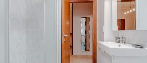 Secadora de cabello, bidet, toallas, papel de baño