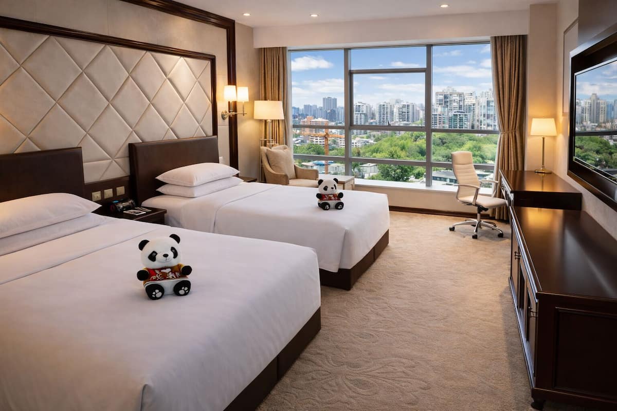 Habitación superior con 2 camas individuales, vista a la ciudad | Ropa de cama de alta calidad y edredón