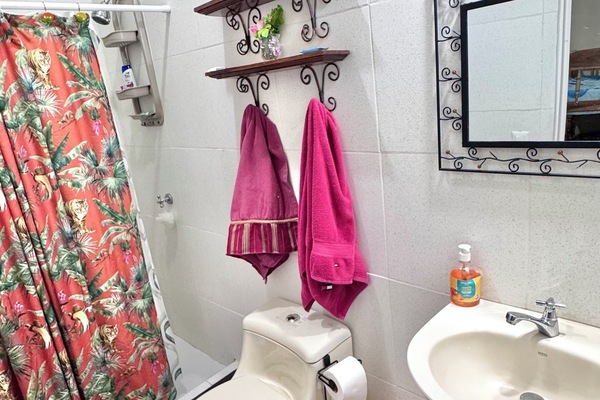 Habitación, patio, vista al jardín | Baño