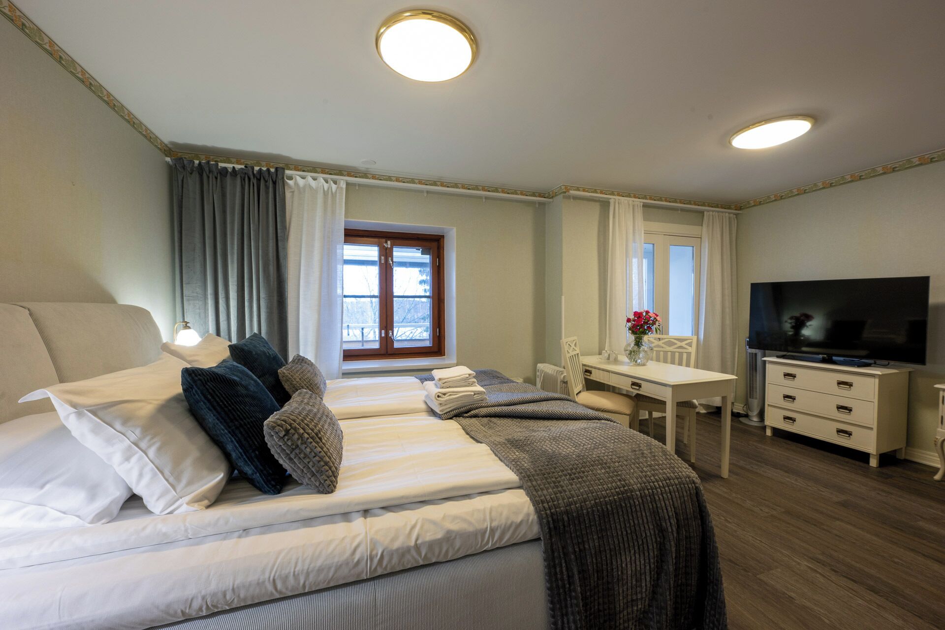 Comfort Double or Twin Room, Garden View | In-room safe, desk, laptop workspace, iron/ironing board