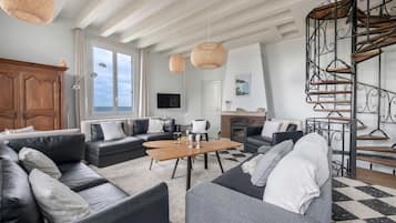 Televisión y chimenea