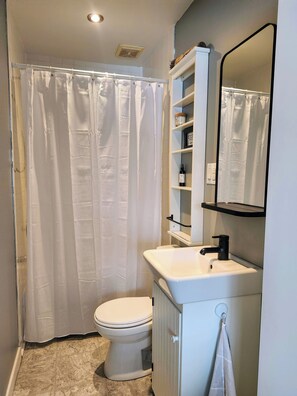 Hiustenkuivaaja, pyyhkeet, saippua, vessapaperi