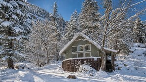 A cabin surrounded by snow-covered trees. - Enchantments Hike Nearby | Views | Hot Tub | BBQ (Leavenworth)