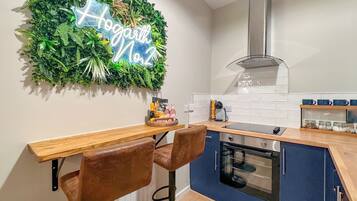 Fridge, microwave, oven, highchair