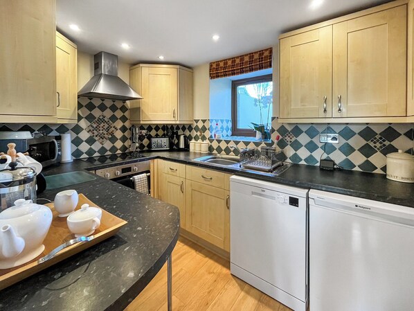 Dishwasher, high chair, cookware/dishes/utensils