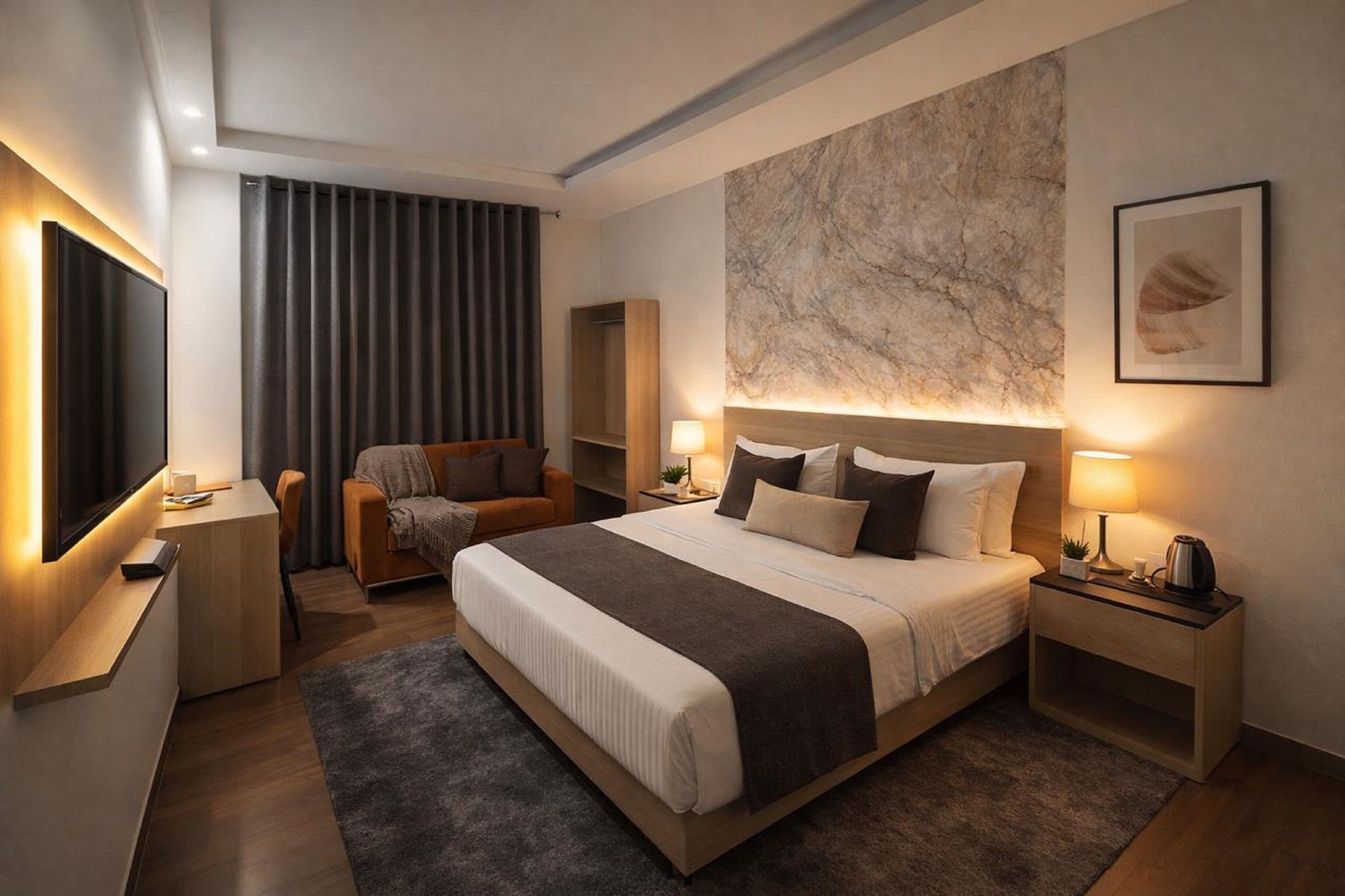 Habitación doble superior | Ropa de cama de alta calidad, edredón y camas con efecto memoria 