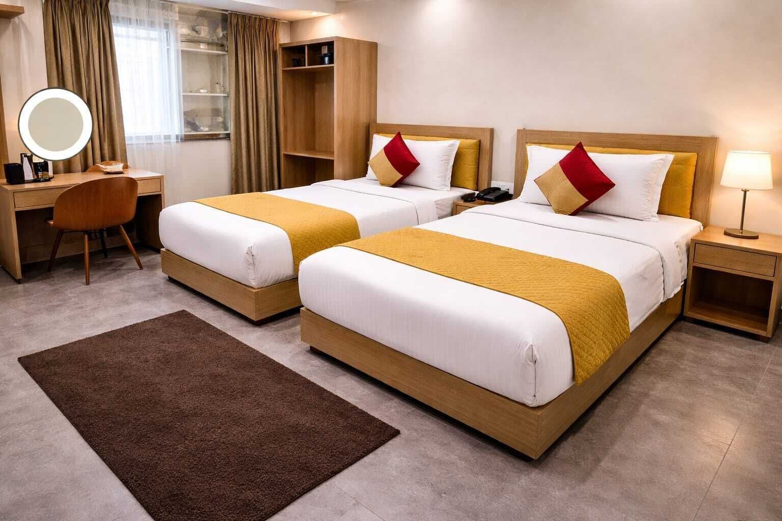 Habitación Deluxe con 2 camas individuales, 2 camas individuales | Ropa de cama de alta calidad, edredón y camas con efecto memoria 