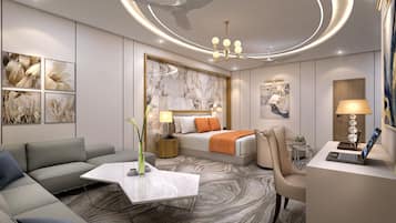 Premium bedding, down comforters, memory foam beds, in-room safe