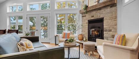 Smart TV, chimenea, videojuegos, reproductor de DVD