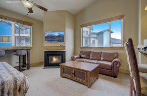 Smart TV, fireplace, video games