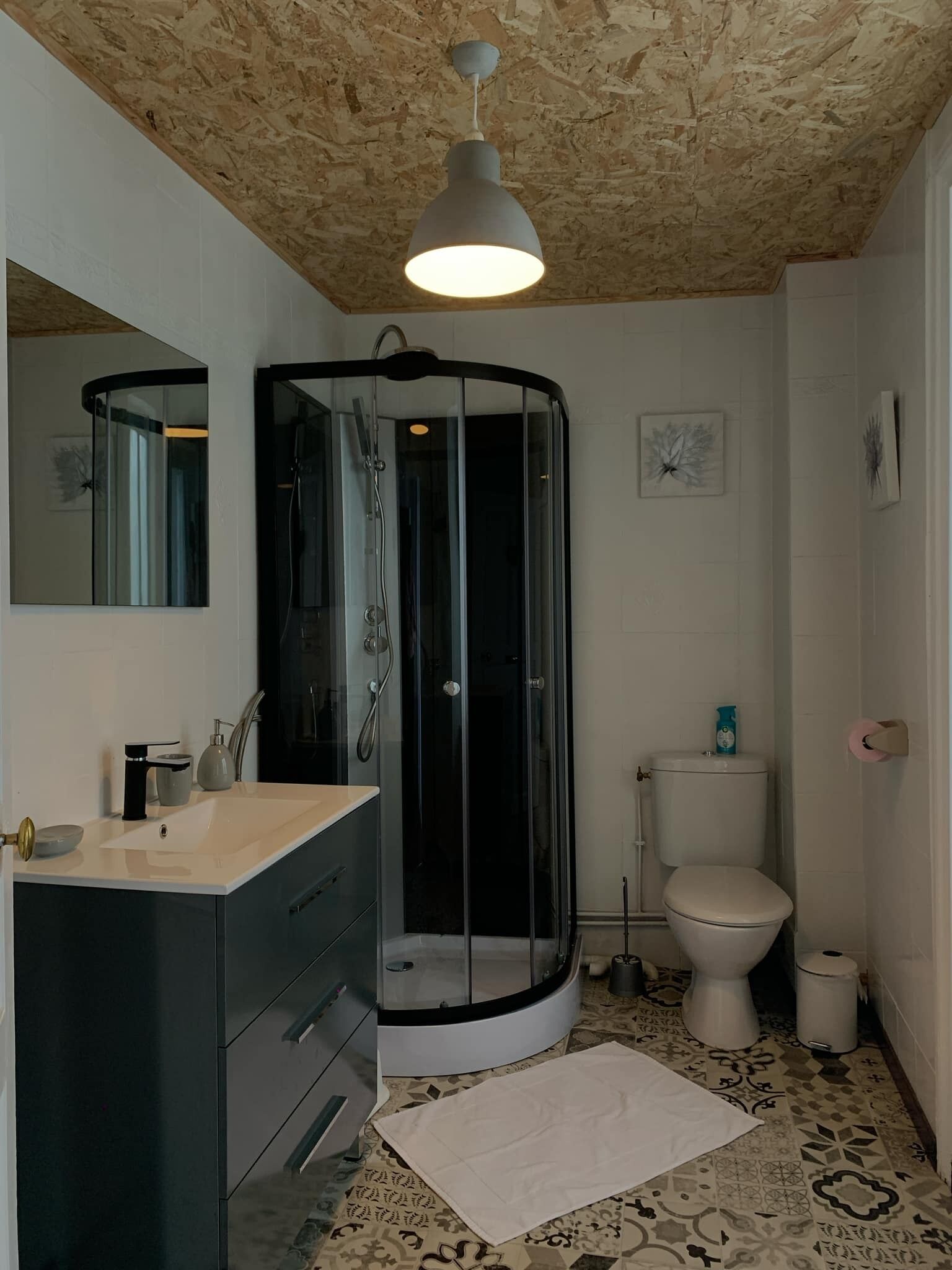 Douche, sèche-cheveux