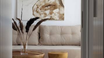 Luxury-Suite, eigener Pool, Meerblick | Wohnbereich