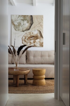 Luxury Suite, Private Pool, Sea View | Living area - Golden Vista Suites by Explore Andros (Andros)