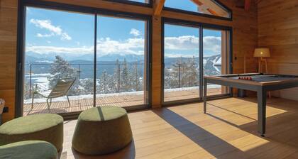 Chalet haut de gamme neuf avec vue panoramique (sauna, hammam, billard)