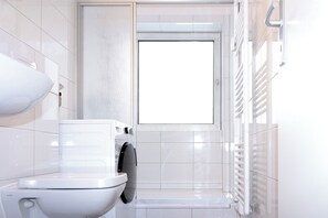 Regadera, secadora de cabello, toallas, jabón