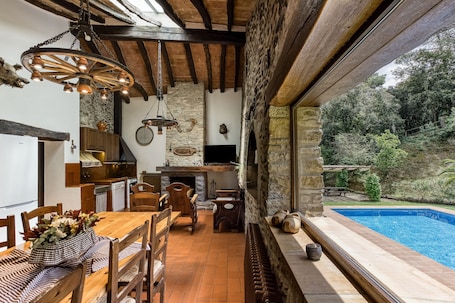 Dining. Holiday Home 'Can Soler De Merlant I' with Mountain Views, Shared Pool and Wi-Fi