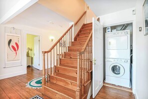 Private laundry is available for your stay, tucked away on the second floor - 4 BDR w/ Private Hot tub, Backyard and Deck! (Wells)