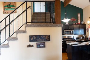 Fridge, microwave, dishwasher, coffee/tea maker