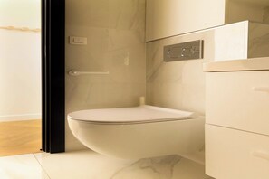 Douche, séchoir à cheveux, serviettes fournies