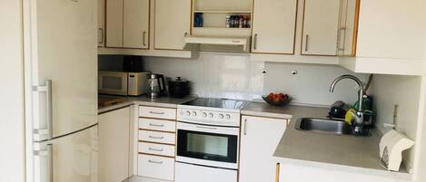 Microwave, oven, stovetop, cookware/dishes/utensils