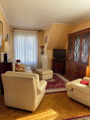 TV, DVD player, books