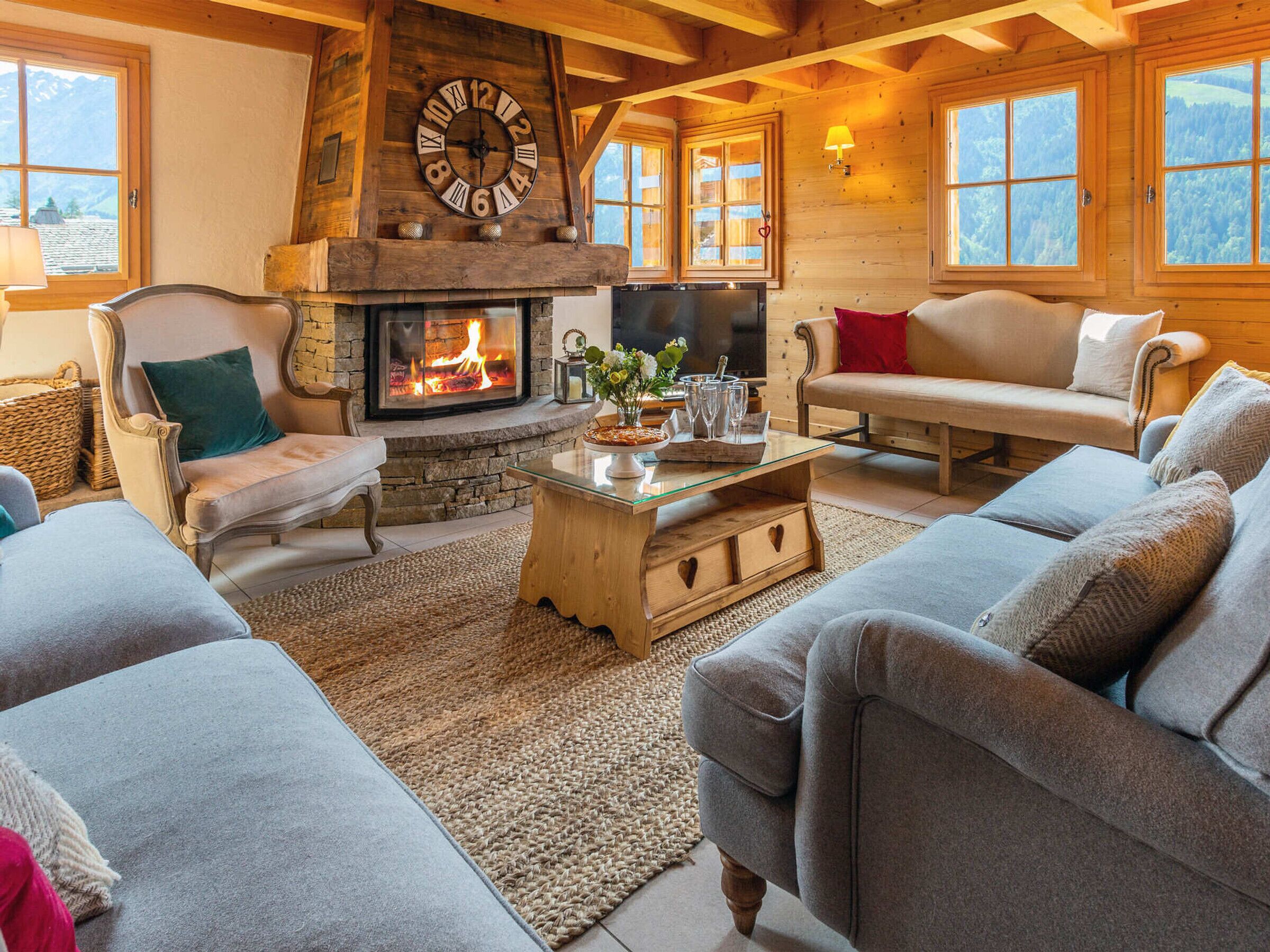 TV, fireplace