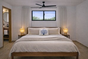 3 chambres, coffre-fort, bureau, fer et planche à repasser