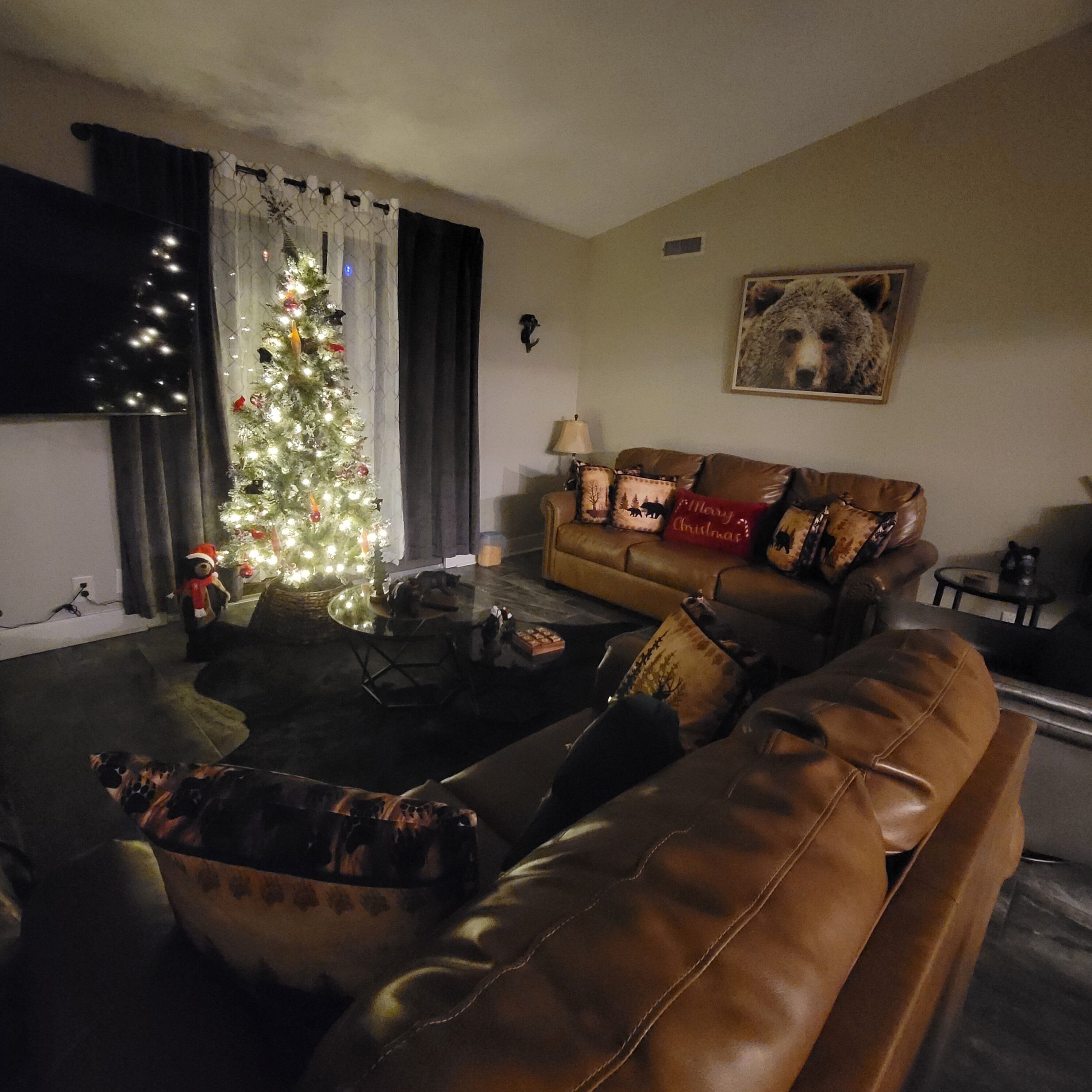 Televisión LCD, chimenea, Netflix, Hulu