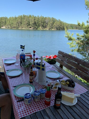 Secluded gem on an island in the Stockholm archipelago, forest plot and private jetty,