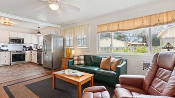 Smart-tv, een dvd-speler, boeken en een muziekbibliotheek