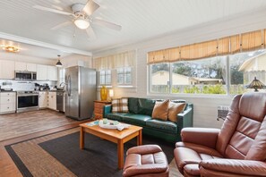 Smart TV, DVD player, books, music library