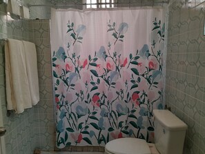 Towels, soap, shampoo, toilet paper