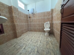 Standard Quadruple Room, Mountain View | Bathroom | Shower, slippers, towels, soap