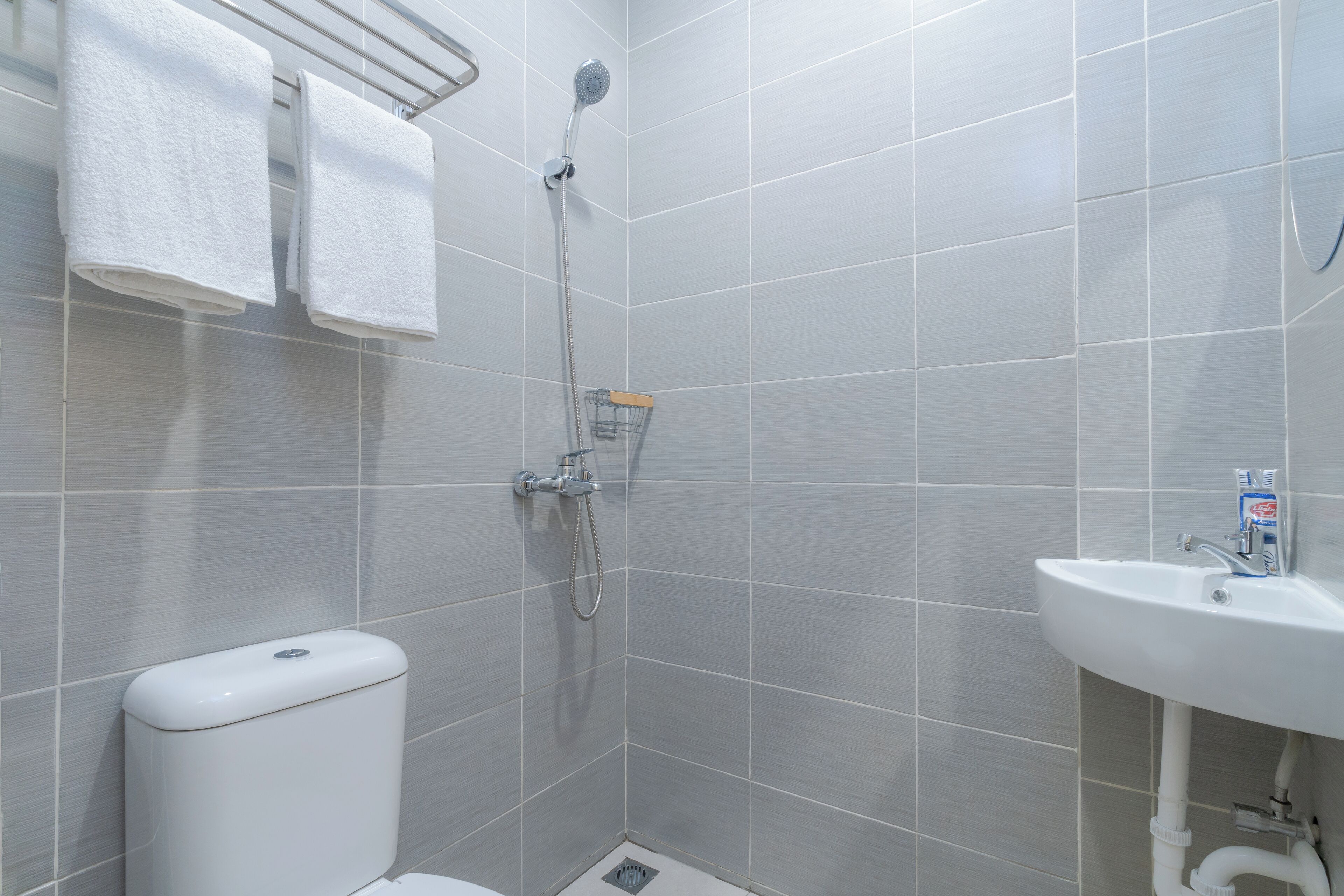 Basic Room | Bathroom | Shower, towels, soap, shampoo