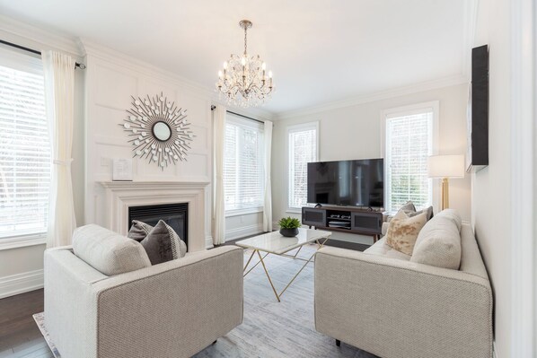 Smart TV, fireplace, video games