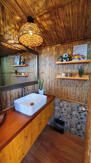 Standard Villa | Bathroom | Shower, slippers, towels, soap - The Farm Shack by SMS Hospitality (Amadeo)
