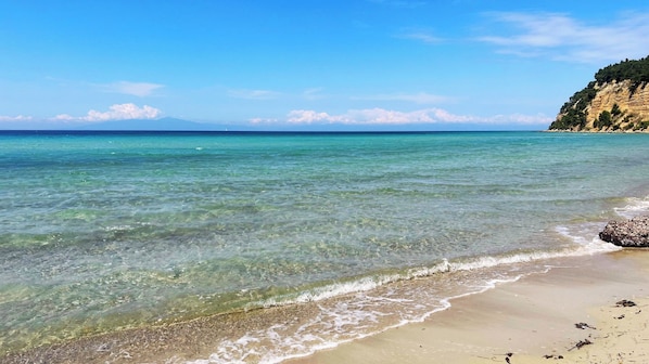 Plage à proximité, chaises longues, serviettes de plage