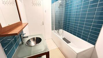 Sèche-cheveux, serviettes fournies, savon, papier toilette