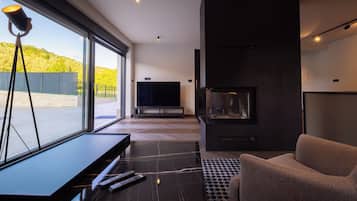 Smart TV, fireplace, video games, table tennis