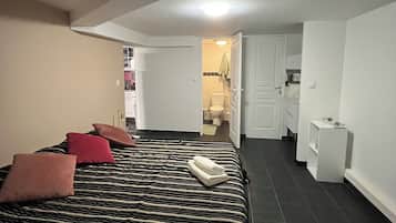 1 slaapkamer, een strijkplank/strijkijzer, wifi, beddengoed