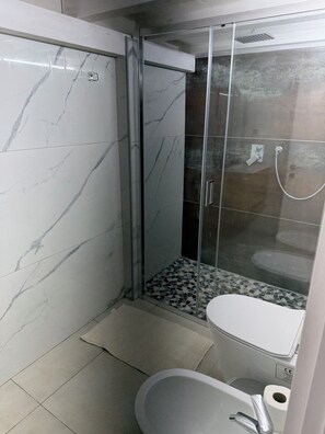 Sèche-cheveux, serviettes fournies, savon, papier toilette