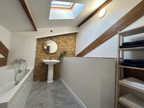 Suihku, hiustenkuivaaja, pyyhkeet, vessapaperi