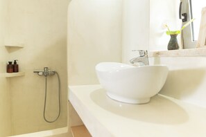 Hair dryer, towels, toilet paper