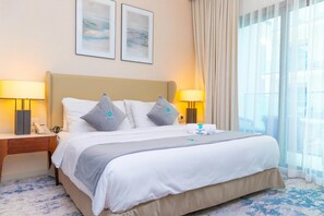 Family Apartment, Sea View | 2 bedrooms, in-room safe, iron/ironing board, cribs (free) - Bloomfields 2BR Plus Maid Address Beach (Al Aqah)