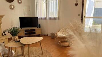 Televisión, chimenea, oficina
