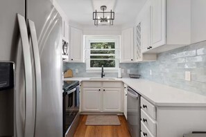 Fridge, microwave, oven, stovetop - Charming Lowcountry Cottage | Near Downtown & Parris Island (Beaufort)