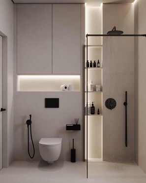 Shower, hair dryer, towels, toilet paper - Vila Kinza (Tirana)